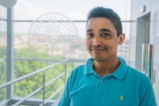 Javier Stanziola in the FSU Panama main campus buildin