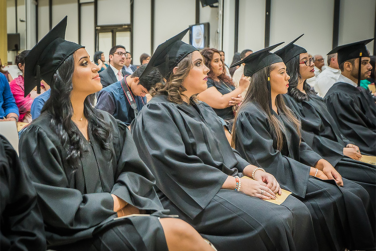 Students at graduation ceremony